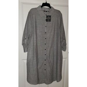 Mlle Gabrielle New with tags Black/White Pin Stripe Collared Dress 2X Plus Size